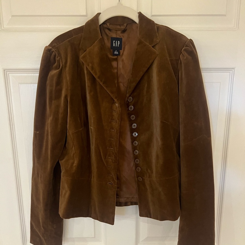 Gap cognac brown velour  blazer riding jacket
